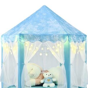 Blue Kids Play Tent with Lights